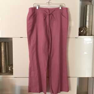 PINK  wide leg Lightweight Linen /Cotton Blend Pants Sz Large